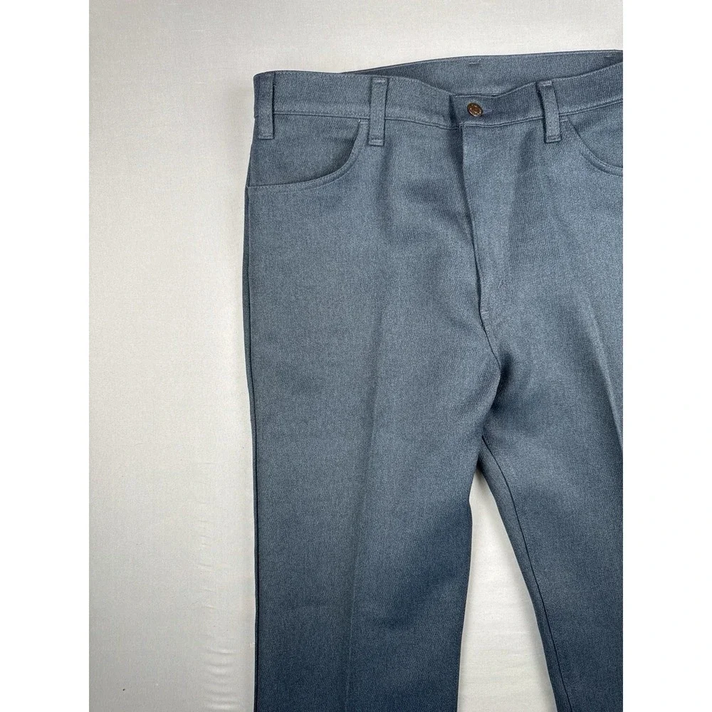 Vintage 80s Levi's 517 Sta-Prest Pants 38x33 USA Blue Polyester Bootcut